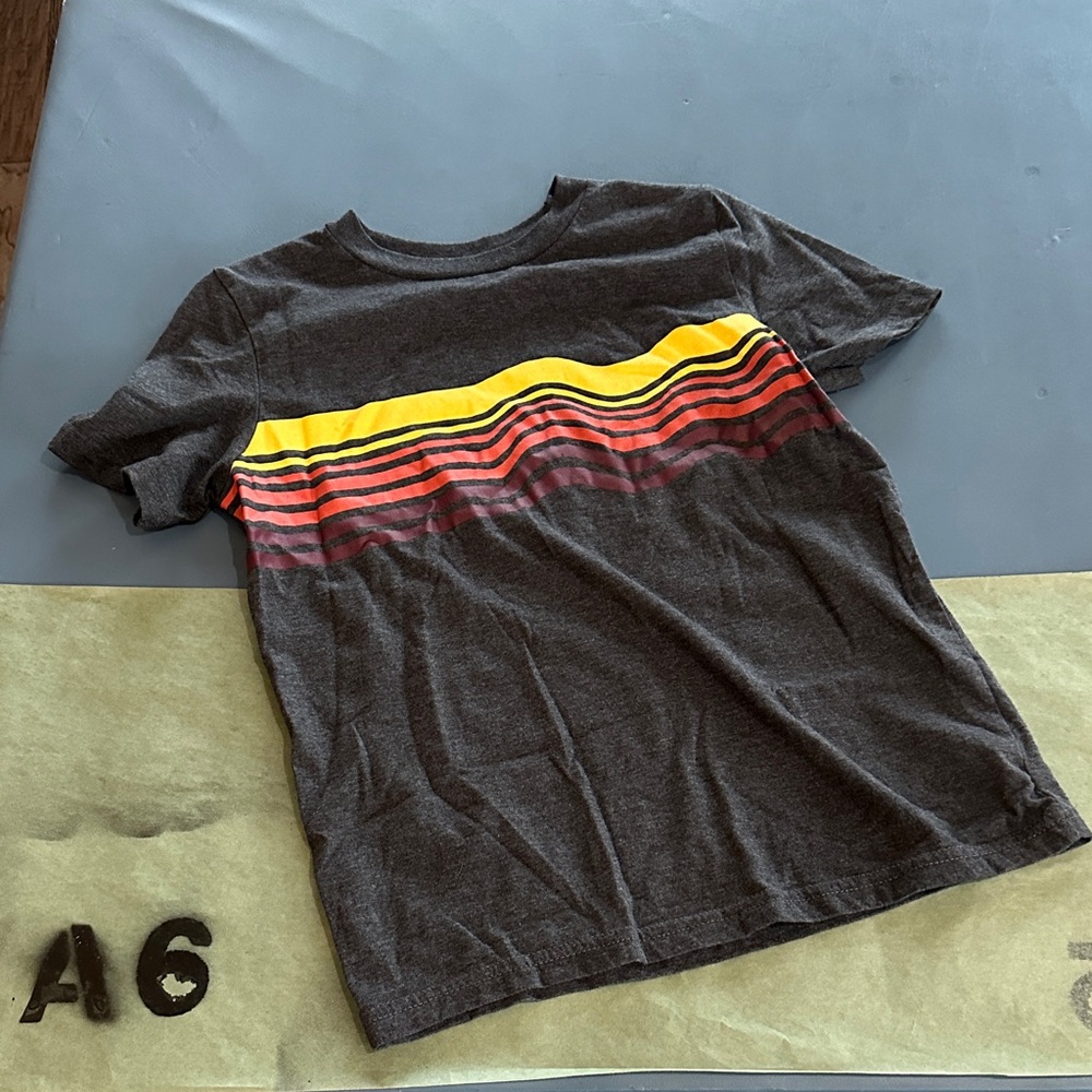 Arizona Jean Company Dark Gray Tee with Colorful Stripes